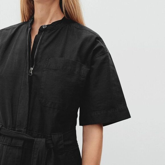 Everlane The Fatigue Women’s Short-Sleeve Jumpsuit Sz 6 Crop Utility Minimalist - Picture 2 of 9